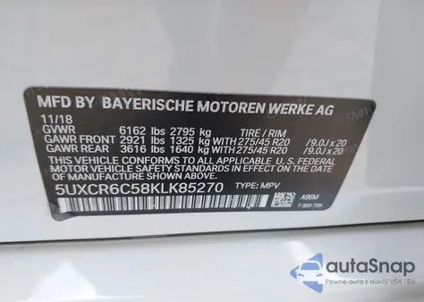 2019 BMW X5 xDrive40I из США, поврежденный, VIN 5UXCR6C58KLK85270